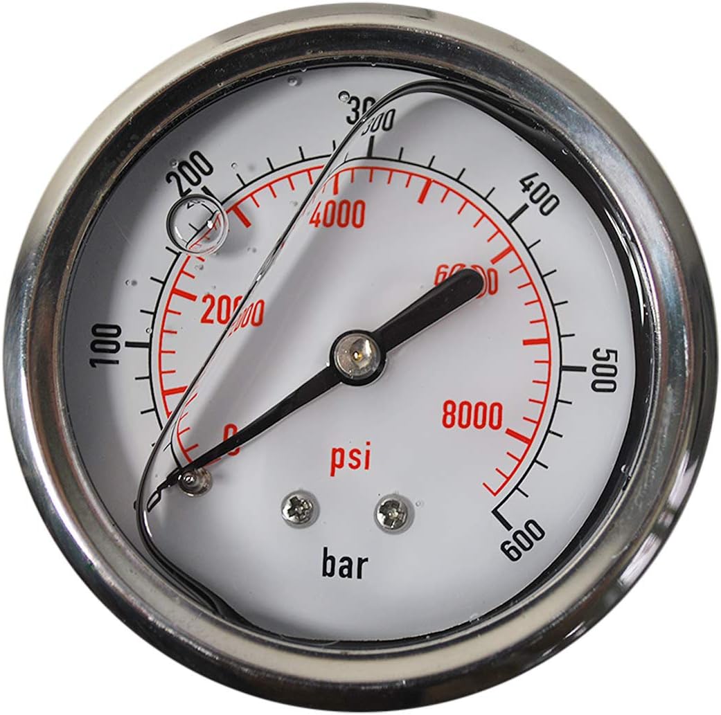 HELO '1753297' Glycerin gefüllte 0600 bar Manometer, 63 mm Ø, 1/4