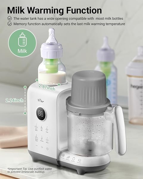 BEAR BABY FOOD MAKER WITH 18.5OZ DUAL-LAYER STEAM BASKETS, ONESTEP BABY FOOD PROCESSOR STEAMER PUREE BLENDER GRINDER MILLS, AUTO COOKING GRINDING&STERILI-ZING FOR HEALTHY HOMEMADE BABY FOOD, BPA-FREE