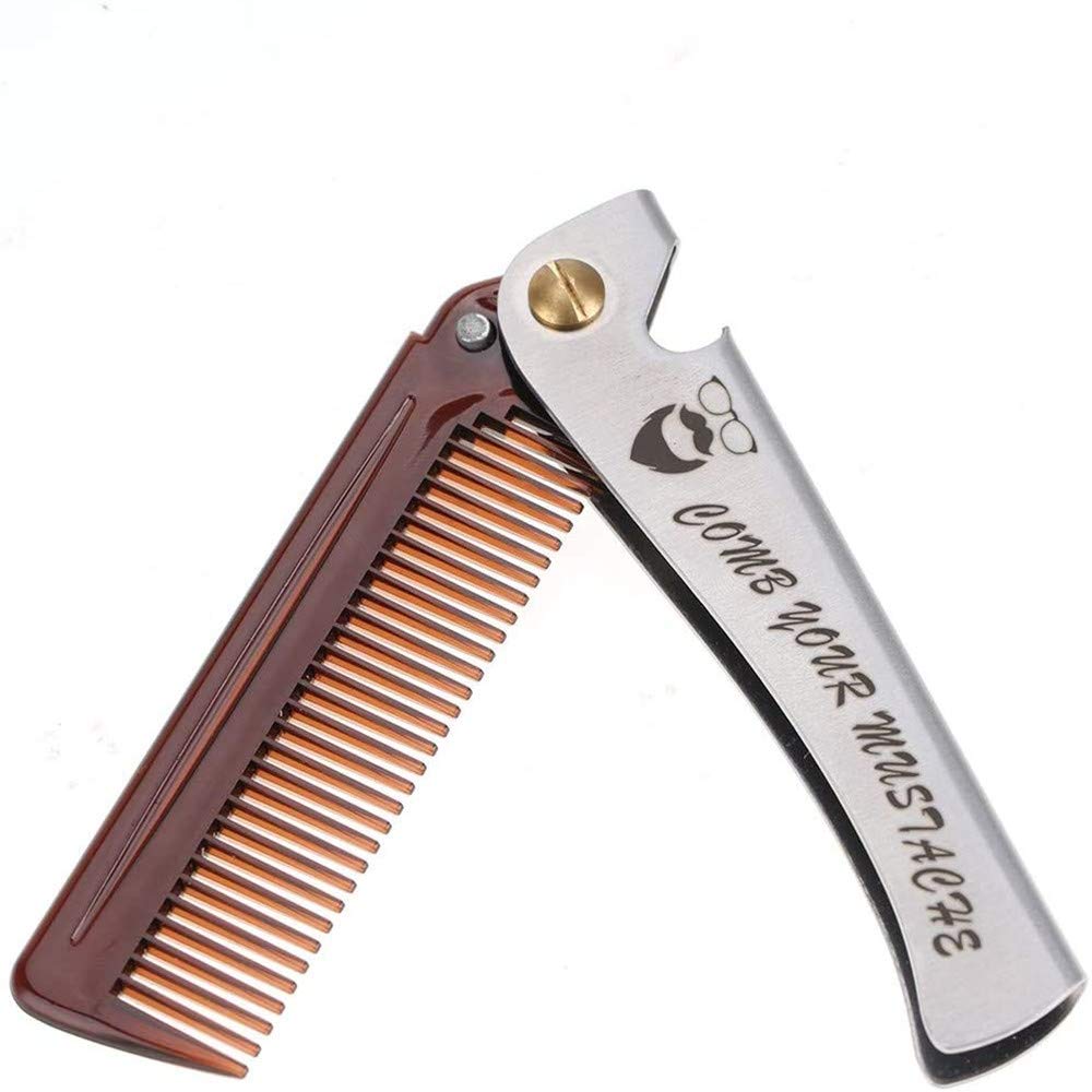 CONGGUAN Stainless Steel Hair & Beard Comb - Moustache Shaping & Pocket Teeth Comb for Men