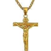 LiteVibe 14k Gold Cross Necklace for Women Men 14 Carat Gold Crucifix Pendant Chain Adjustable