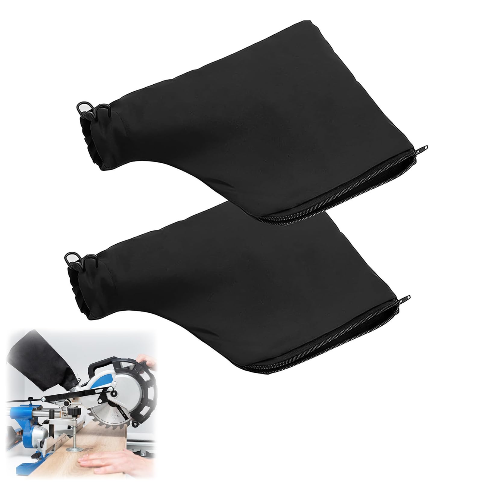 Planer Dust Bag, Mitre Saw Dust Bag 2 PCS Saw Dust Dust Bag with Zipper and Wire Rack Makes It Easy to Dispose of Dust Inside Dust Bag for Miter Saw Fits Model 255 Miter Saw Accessories (Black)