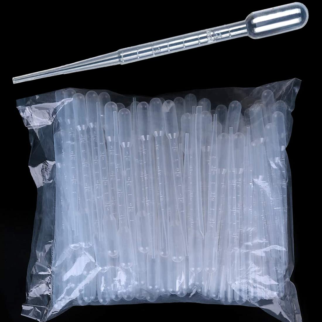 スポイト ピペット プラスチック製 2mL 100本 ロング 目盛り付き 使い捨て 科学実験用 自由研究用 透明ピペット商品画像