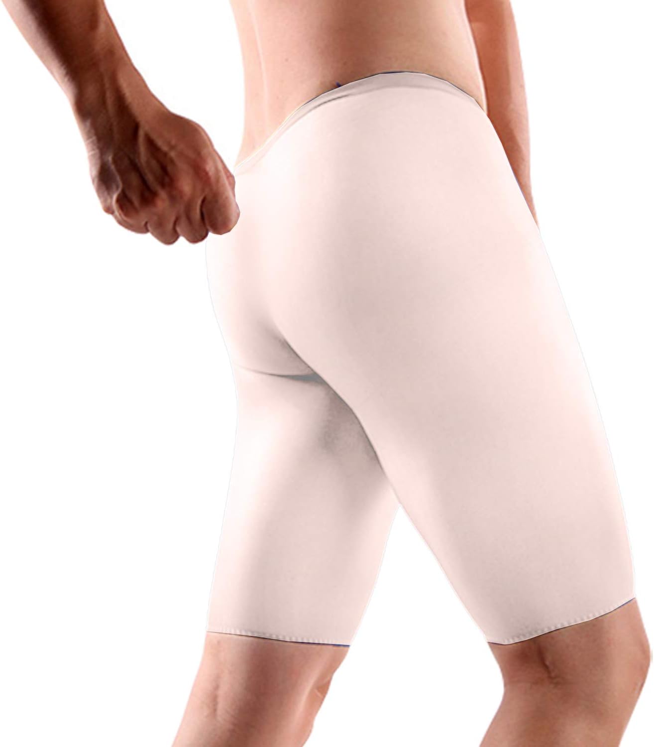 ElsaYX Men's Sheer Seamless Nylon Trunk