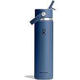 Hydro Flask Water Bottle - Insulated Stainless Steel - Wide Straw Lid, Non Spill, Leakproof in 24 Oz Harbor Blue