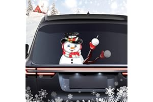 Dreothy Christmas Decor Snowman Waving Arm Stickers Rear Wiper Decal PVC Rear Windshield Wiper Stickers for Cars Window Decals Rear Wiper Vehicle Tags for Wiper Blade Decal (Snowman with snowballs)