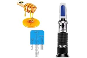 SMARTSMITH Refractometer Honey 10-32% for Honey Moisture, Brix and Baume, 3-in-1 Uses, 58-90% Brix Scale Range Honey Moisture Tester, with ATC, Ideal for Honey, Maple Syrup, and Molasses, Bee Keeping
