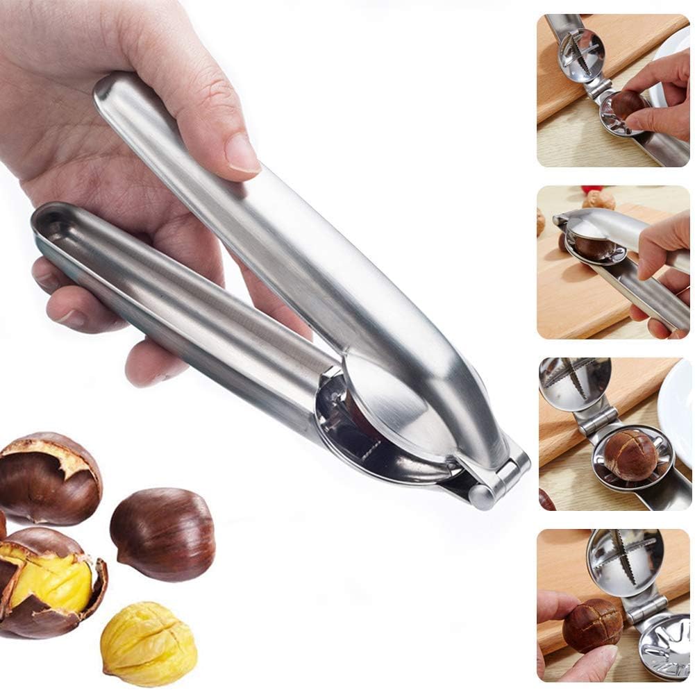 Chestnut Opener | nut racker, Chestnut Clip Nutcracker| 304 Stainless Steel Nut Opener 2 in 1, Quick Chestnut Clip, Walnut Pliers Metal NutCracker, Sheller Cutter Gadgets Kitchen Tools