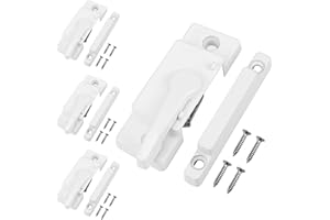 GNELLKOOR Window Sash Locks, 4 Pack Window Latches Replacement Sash Locks White Screw Hole Spacing 14mm/0.5in Fits Vinyl Single or Double and Vertical or Horizontal Sliding Windows for Anti-Theft