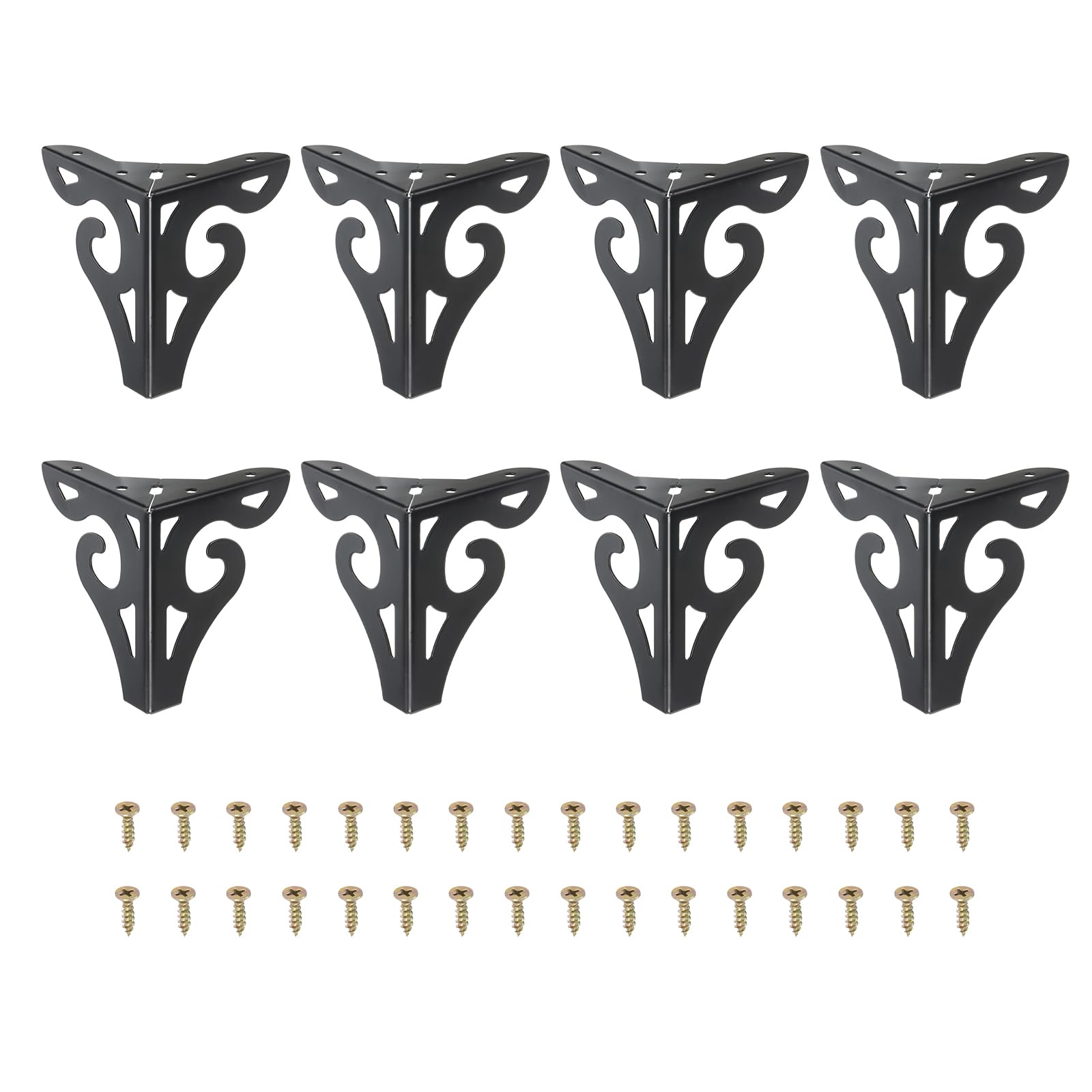PATIKIL 4.7 Inch Hollow Out Furniture Legs, Set of 8 Modern Metal Triangle Couch Feet Replacement Sofa Legs for Cabinet Dresser Cupboard Table Chair Ottoman Bookcase Wardrobe,Black