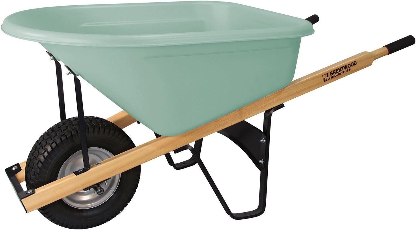 Brentwood 6 Cube HDPE Single Wheel Moss Wheelbarrow Multicolor BW6S