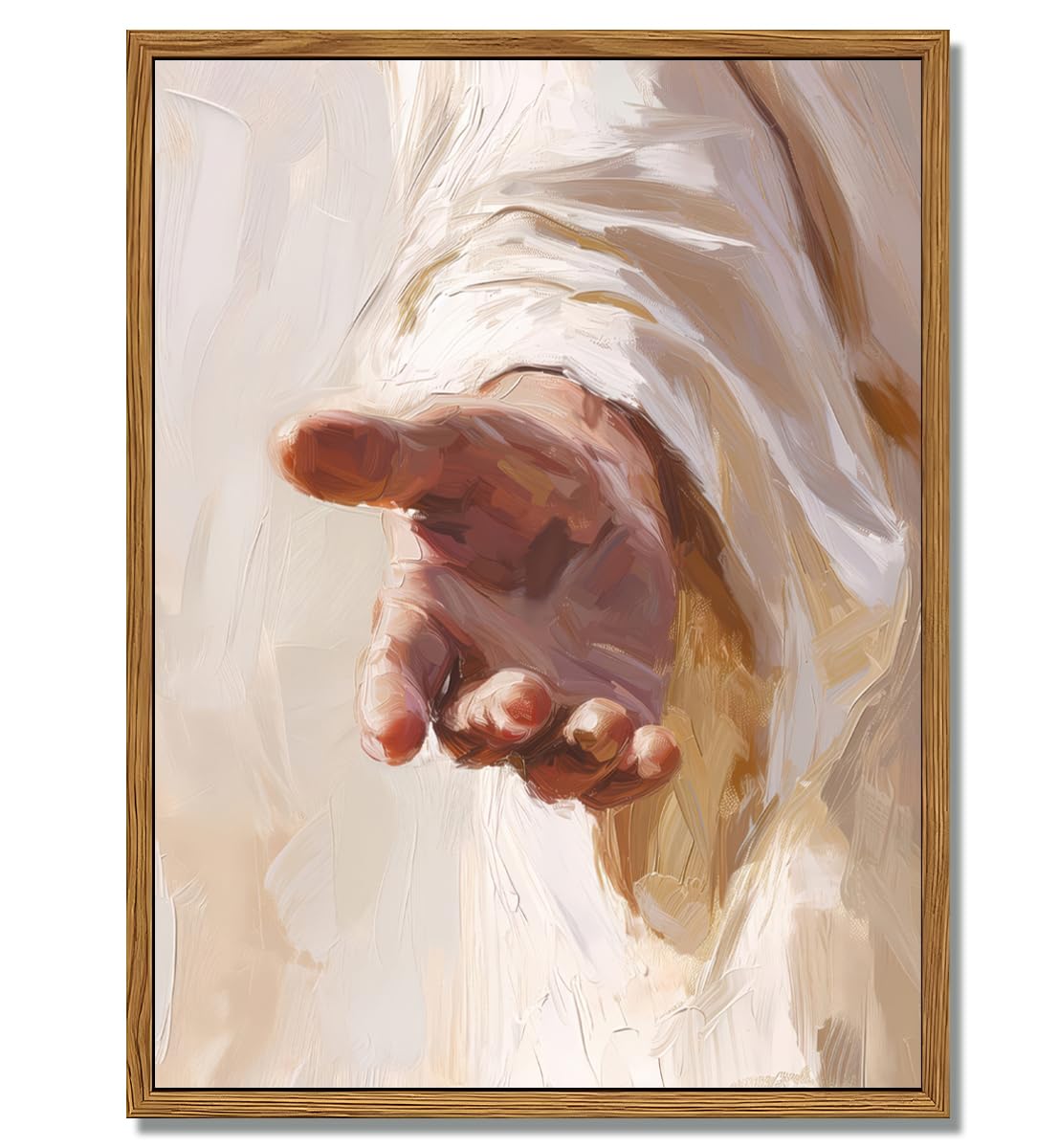 Photo 1 of ***CUT IN CENTER**Floating Framed Christian Jesus Wall Art, The Hand of God Canvas Wall Decor Painting, Religion Bible Pictures Posters Prints for Church Prayer Room Living Room Home Decor 24x36 Inch
