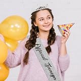 Moitkptt 13th Birthday Tiara Sash Silver Happy Birthday Crown Girls Gift view 5
