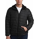 Perry Ellis Mens Puffer Jacket - Quilted Packable Down Winter Jacket with Hood - Lightweight Winter Coat for Men