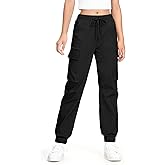 KEREDA Girls Cargo Pants Jogger Elastic Waist Drawstring with Pockets Uniform Pants Clothes for Teen Girls