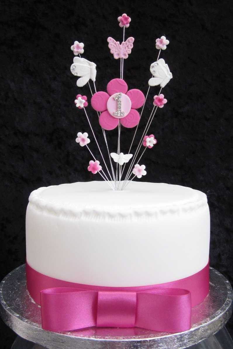 Teglie Da Forno E Accessori Per Pasticceria Utensili Decorativi Elemento Per Torte Con Fiori Rosa E Bianchi E Farfalle Ideale Per Piccole Torte O Cupcake Per 1 Compleanno Con Nastro Di Raso