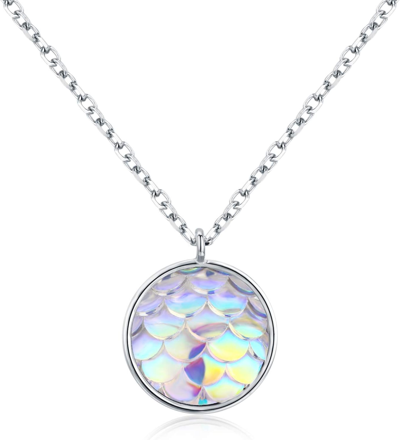 WRISTCHIE Womens Fashion Jewelry Mermaid Pendant Necklace 18+2" (Mermaid Scales Stone)