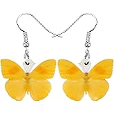 DOWAY Acrylic Yellow Butterfly Earrings Dangle for Women Drop Jewelry, Spring Summer Butterfly Gifts Decoration