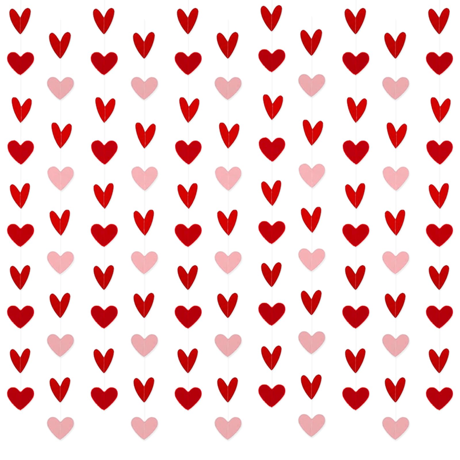 Photo 1 of 120 Heart Garland Valentine's Day Decorations Red Pink Hanging Hearts Banner for Valentine's Day Wedding Engagement Home Party Decor