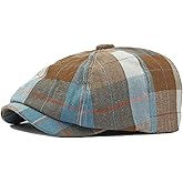 Mens Plaid Newsboy Cap Scally Newsies Ivy Cabbie Golf Hat