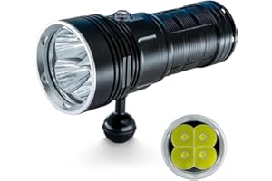 PFSN PROFESSIONER PFSN Dive Light Scuba Diving Flashlight 12000 Lumens, DF12 Professional Wide Beam Underwater Flashlight IPX68 Waterproof, 20 Hours Battery Life, Rechargeable LED Torch Best Gear for Snorkeling Caving