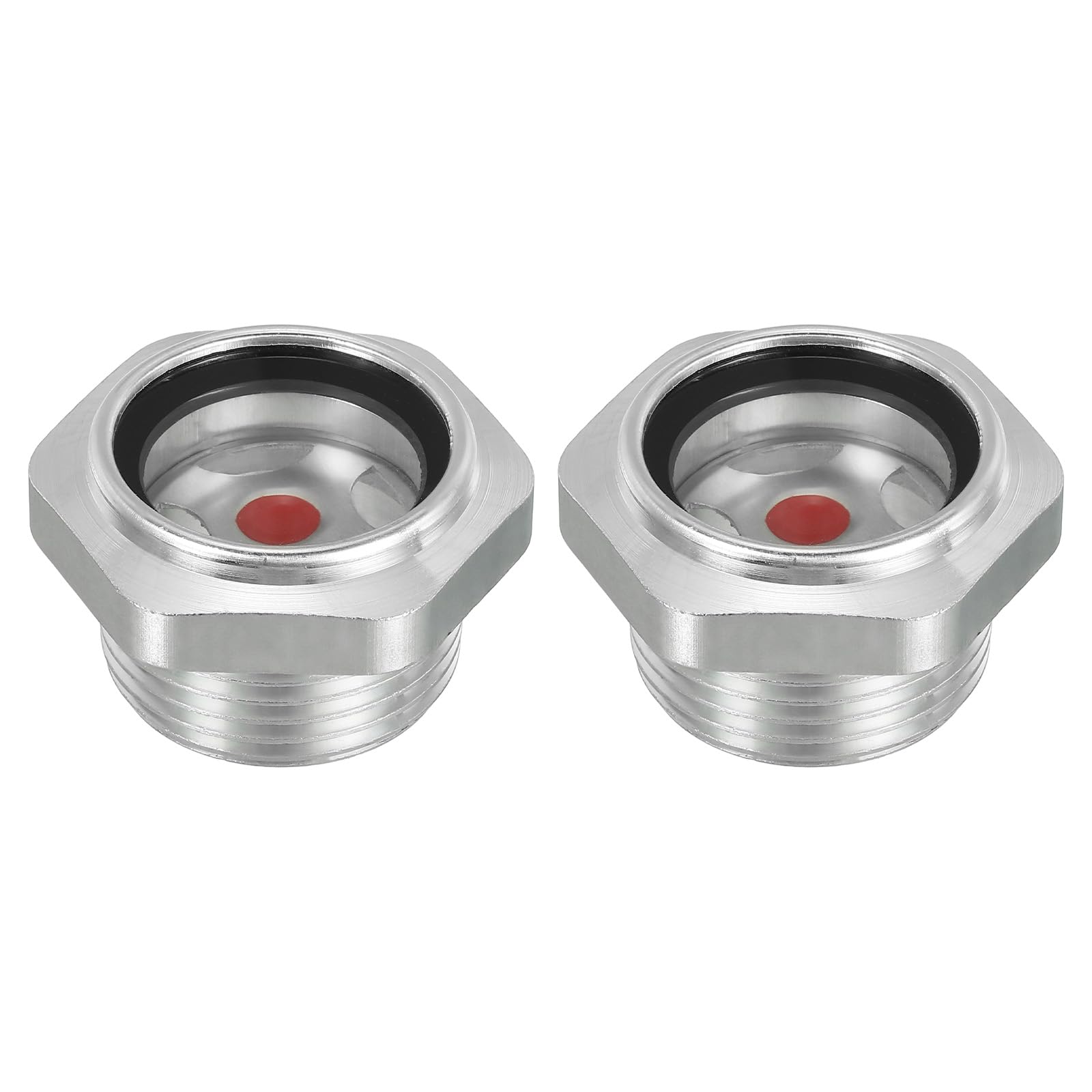 PATIKIL Air Compressor Oil Sight Glass, 2 Pack 1" NPT Male Thread Aluminum Alloy Oil Liquid Level Gauge Air Compressor Parts with O-Ring