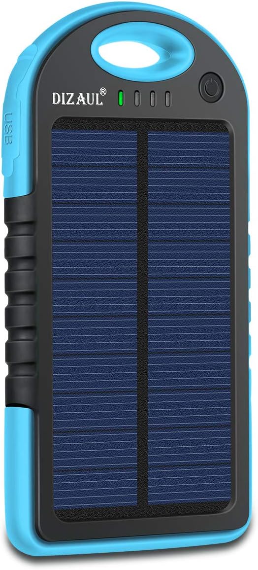 Dizaul Solar Charger, 5000mAh Portable Solar Power Bank Waterproof/Shockproof/Dustproof Dual USB Battery Bank Compatible with All Smartphones,iPhone,Samsung,Android Phones,Windows Phones,GoPro,GPS: Garden & Outdoor