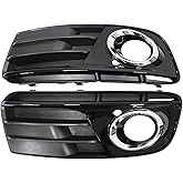 NewYall Pair Glossy Black ABS Front Bumper Lower Fog Light Cover Grill Grilles Insert for Audi Q5 2013-2017 Left Driver and Right Passenger Side 8R0807681M 8R0807682J
