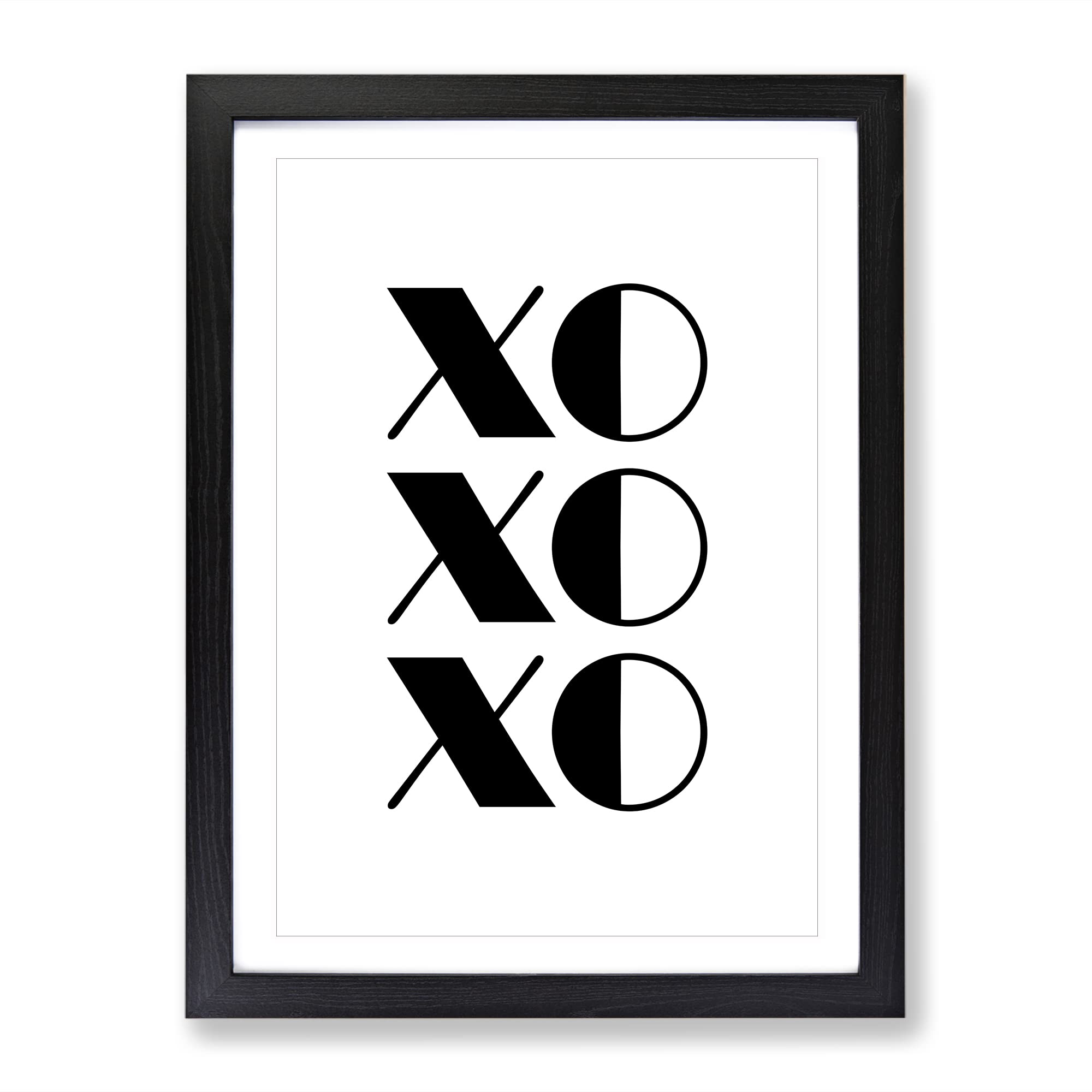 Kiss Hug Typography Quote Framed Wall Art Print, Ready to Hang Picture for Living Room Bedroom Home Office Décor, Black A3 (34 x 46 cm)