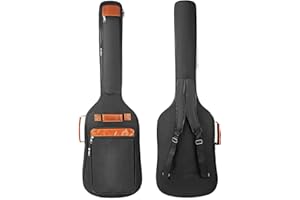 MUZNOTE 47 Inch Bass Guitar Case, Bass Guitar Gig Bag 6MM Padding Electric Bass Guitar Bag Soft Guitar Case, Back Hanger Loop, Black