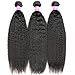 Mei You 8A Kinky Straight Hair 1 Bundles Yaki Human Hair Weave Unprocessed Brazilian Virgin Remy Sew in Hair Extensions Natural Black (12'')