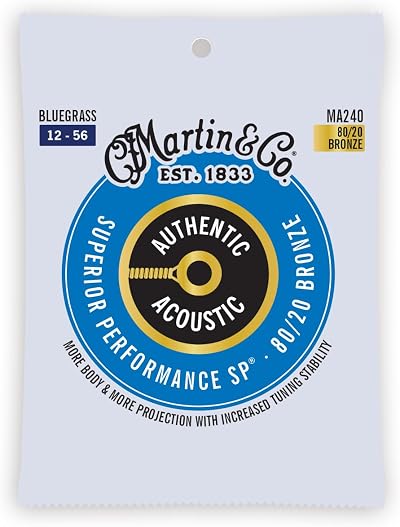Martin MA240 Authentic Acoustic Strings 0.012-0.056 Bluegrass 80/20 Bronze