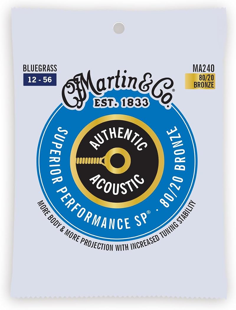Martin MA240 Authentic Acoustic Strings 0.012-0.056 Bluegrass 80/20 Bronze