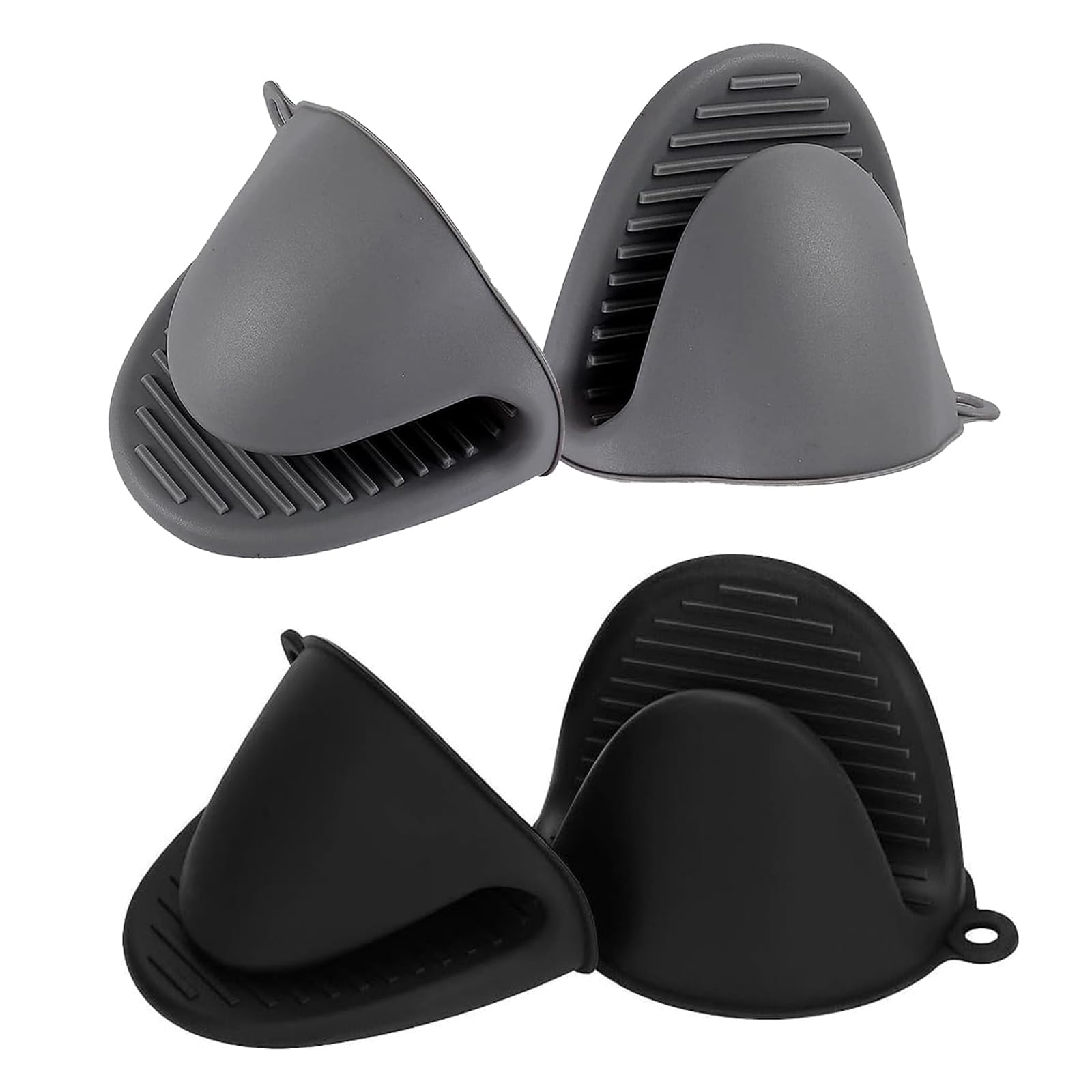 2 Pairs Silicone Oven Gloves Heat Resistant, Non-Slip Waterproof Silicone Oven Mitts, Kitchen Glove for Air Fryer Baking, Durable Soft Cooking Christmas Ovens Glove (Grey, Black)