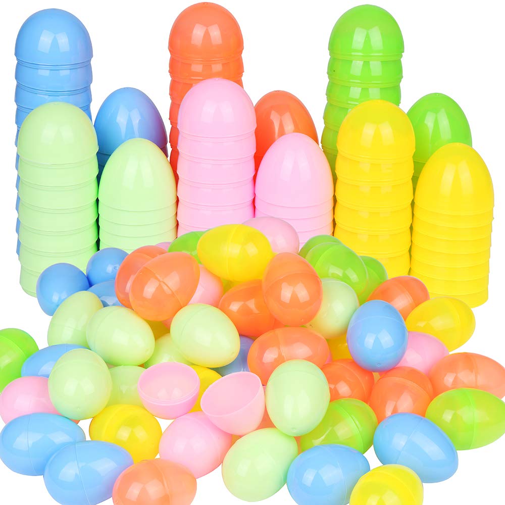 VEYLIN 60 Pieces Plastic Easter Eggs, 2.4 In Empty Surprise Eggs, Assorted Color Mini Easter Eggs, Arts, Basket Stuffers, Fillers, Classroom Prize Supplies Deco, Filling Treats, Easter Hunt Party