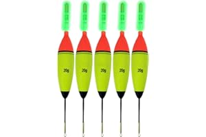 QualyQualy Lighted Fishing Slip Bobber 4-5Pcs Wood/EVA Fish Float + 8-10Pcs Glow Sticks, Night Fishing Light Up Slip Bobber for Crappie Bass Panfish Catfish Walleye