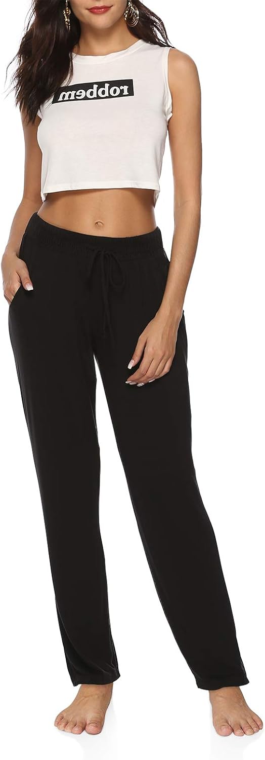 DIBAOLONG Womens Yoga Pants Wide Leg Comfy Drawstring Loose Straight Lounge Running Workout Legging: Clothing