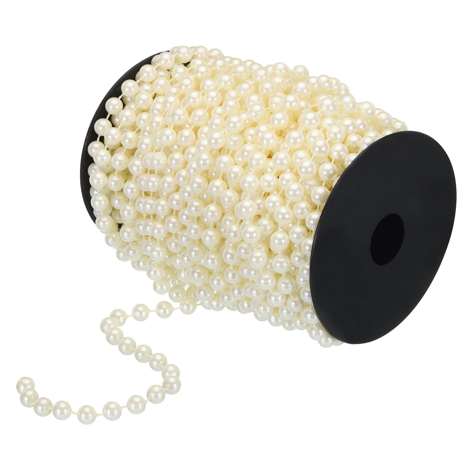 YOKIVE Beige Pearl Wired Garland, 65.6Ft Exquisite Artificial Pearls Strands 8mm OD Faux Pearl Beads Garland for Wedding Party Decoration DIY Crafts