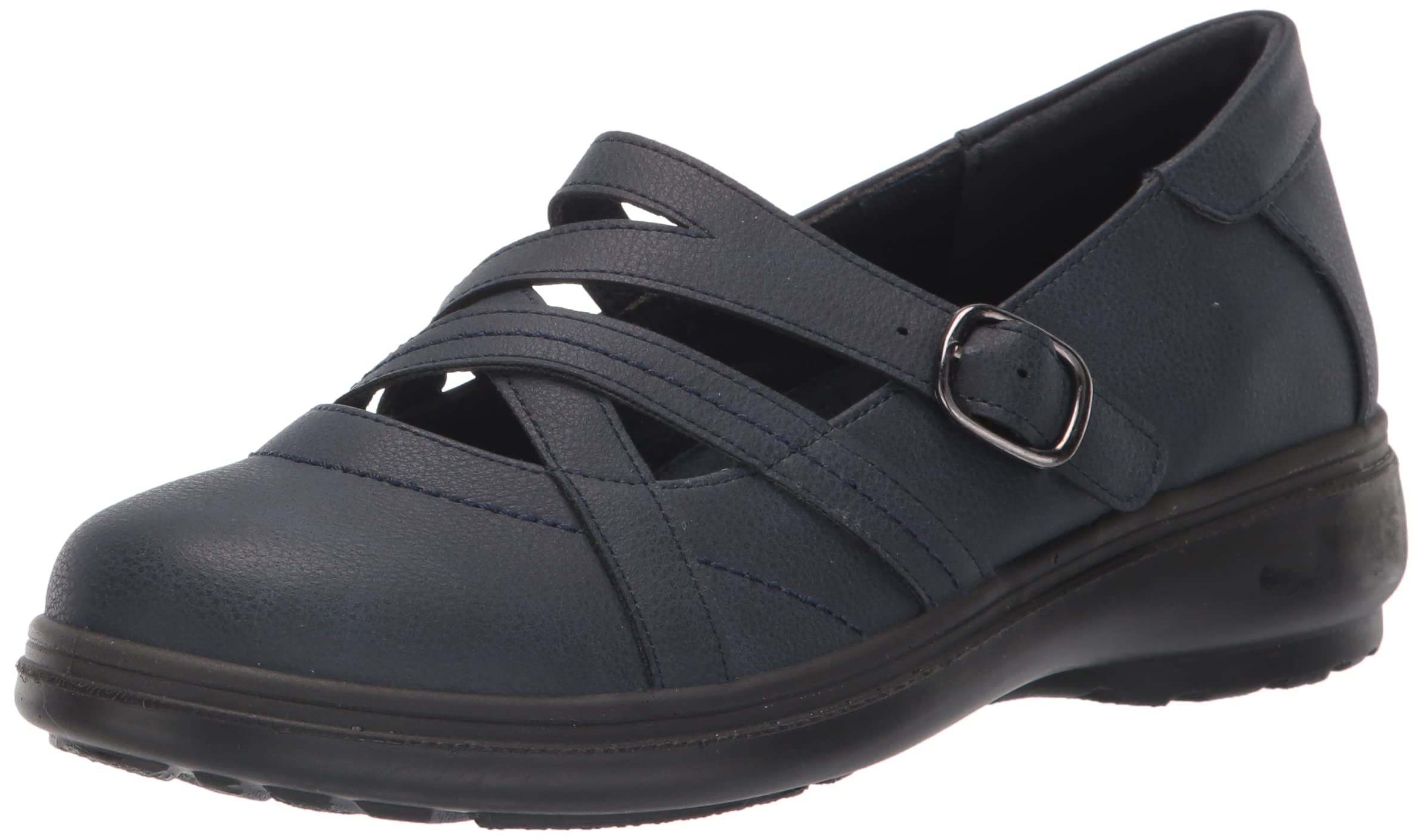 Easy Street Women’s Wise Mary Jane Flat, Navy/Gore, 10 X-Wide