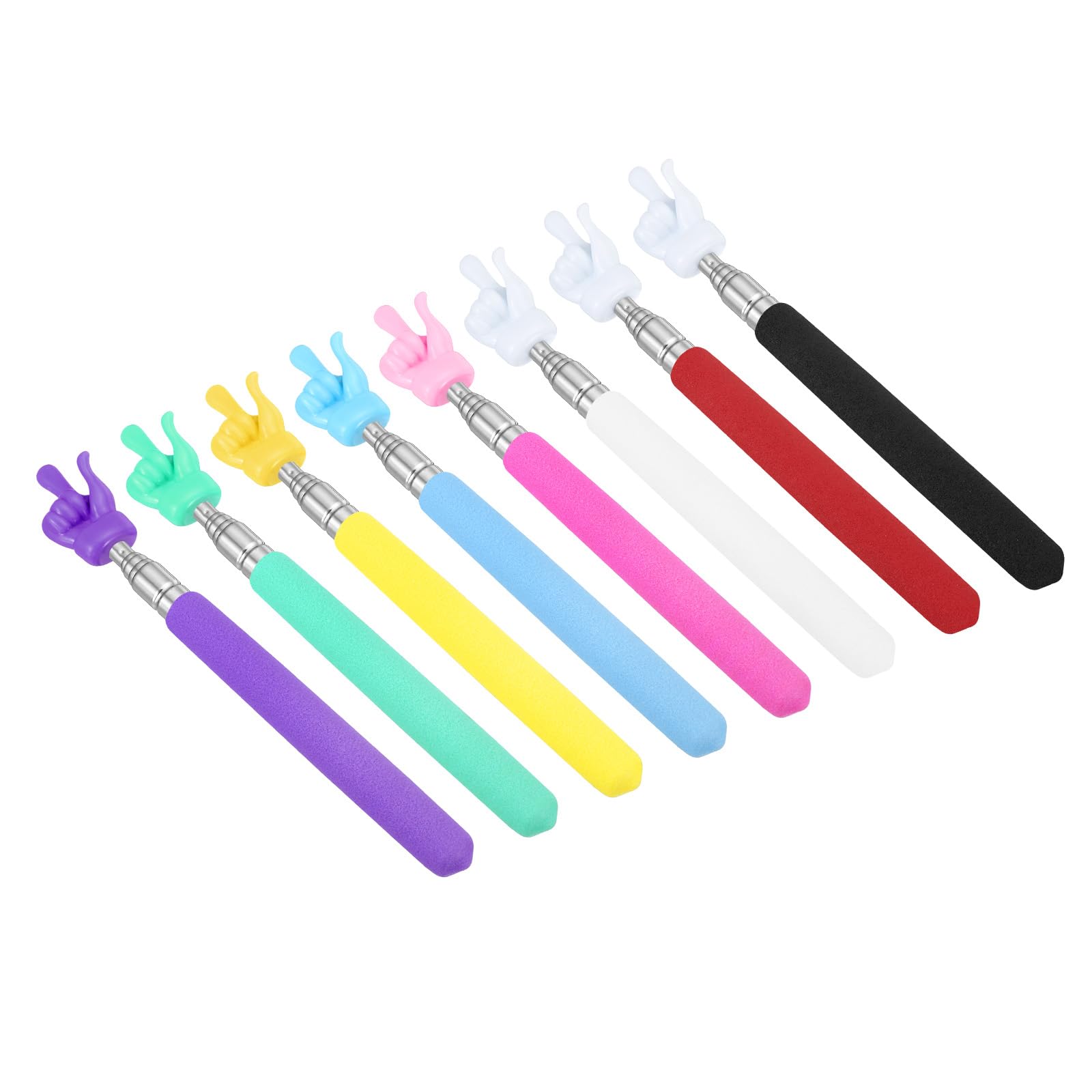 PATIKIL Telescopic Teachers Pointer Stick, 8 Pcs Classroom WhiteBoard Teacher Hand Finger Mini Pointer for Presentation Speaker Guide Coach, 8 Colors