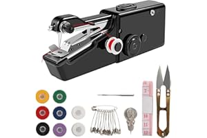 TCHRULES Handheld Sewing Machine, Hand Held Sewing Device Tool Mini Portable Cordless Sewing Machine, Essentials for Home Quick Repairing and Stitch Handicrafts(Black)