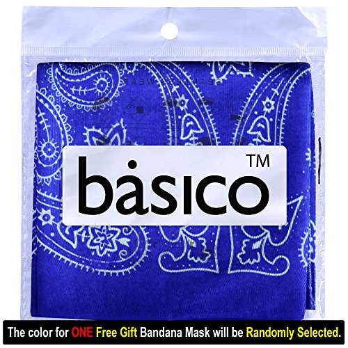 Basico Bandanas Value Pack 100% Cotton Paisley Head Wrap with Tube Face Mask/Headband (6pk- Black)