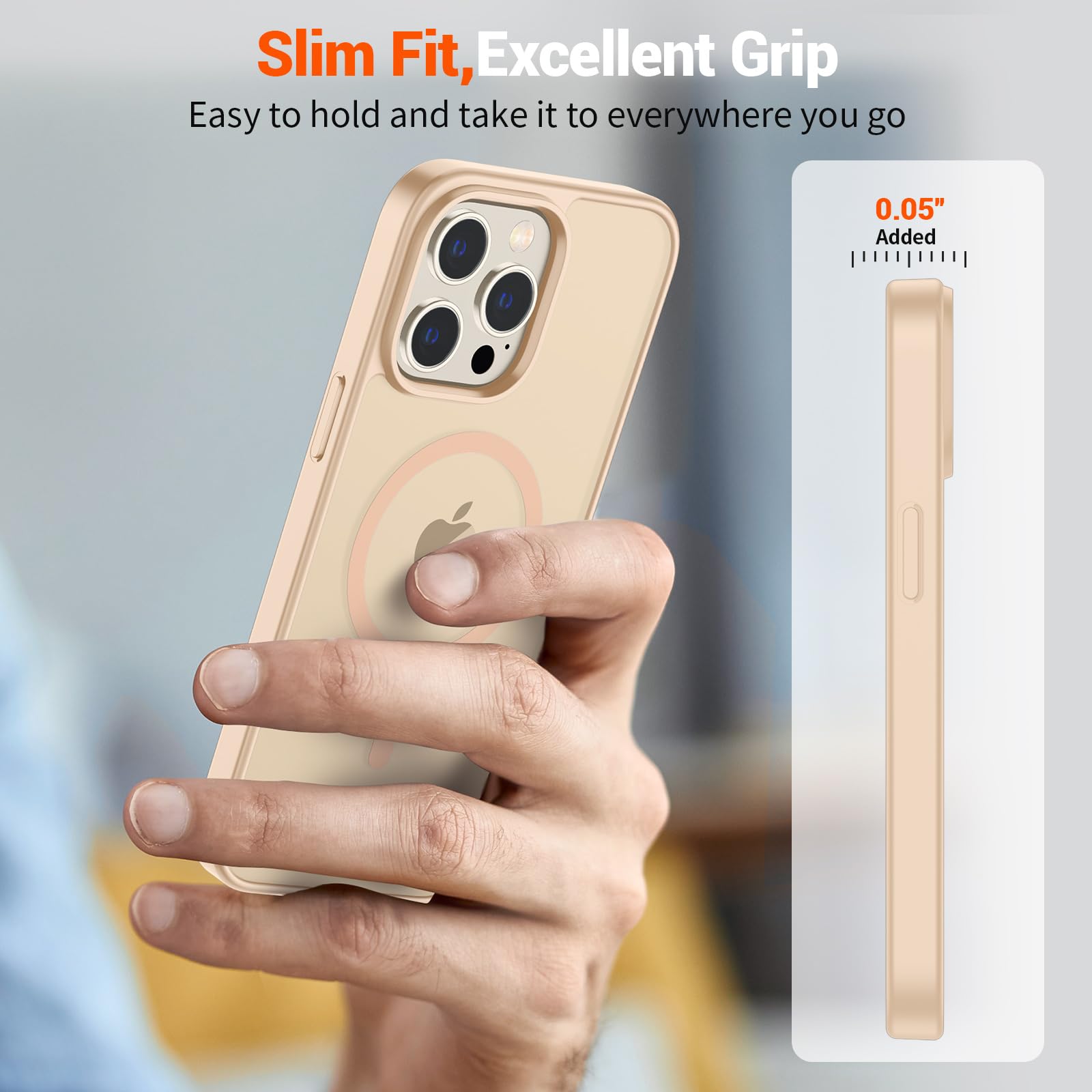 SUPFINE Magnetic for iPhone 15 Pro Max Case (Compatible with MagSafe) (Military Grade Drop Protection) Slim Translucent Matte Shockproof with Anti-Fingerprint Phone Case,Sand Pink