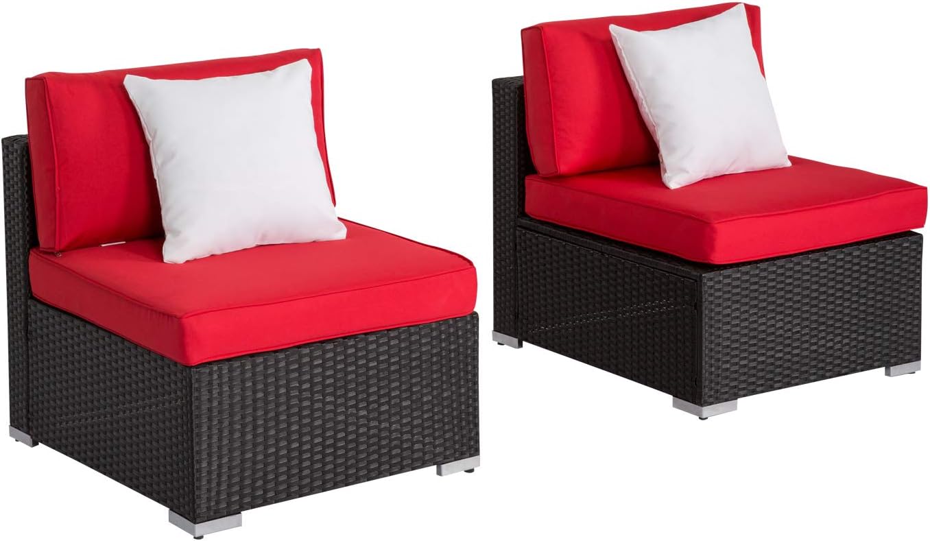 Amazon Com Kinbor Wicker Patio Loveseat Outdoor Garden Sectional