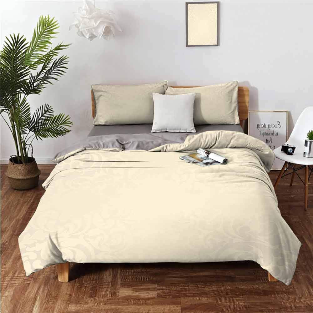 Ivory Bed Sheet Set, 3 Piece Bedding Set (1 Duvet Cover,2