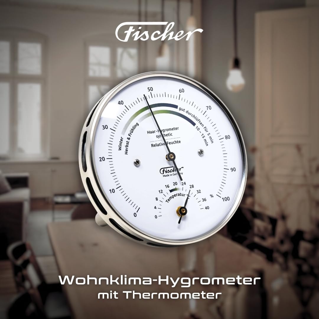 Fischer 122.01HT-01, Wohnklima-Hygrometer u. Raum-Thermometer, Edelstahl 7