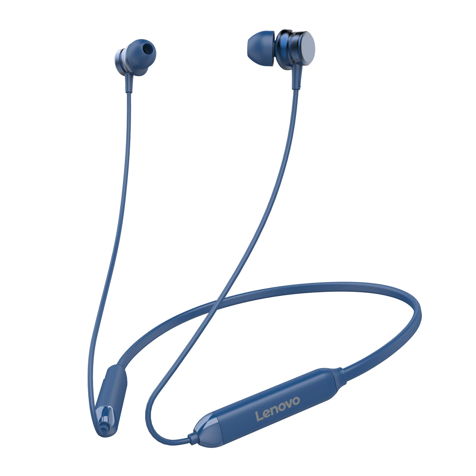 Lenovo Audio HE15 Wireless Earphones for Sports, 12 Hours Playtime, Bluetooth 5.0, Microphone, IPX5 Sweat and Water Resistant for Gym, Running, Yoga, Cycling, Blue
