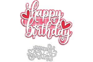 LZBRDY Happy Birthday Love Heart Wishes Words Embossing Metal Cutting Dies for Card Making and Scrapbooking, Arts Crafts Birthday Thanksgiving Christmas Craft Die Cuts Stencil