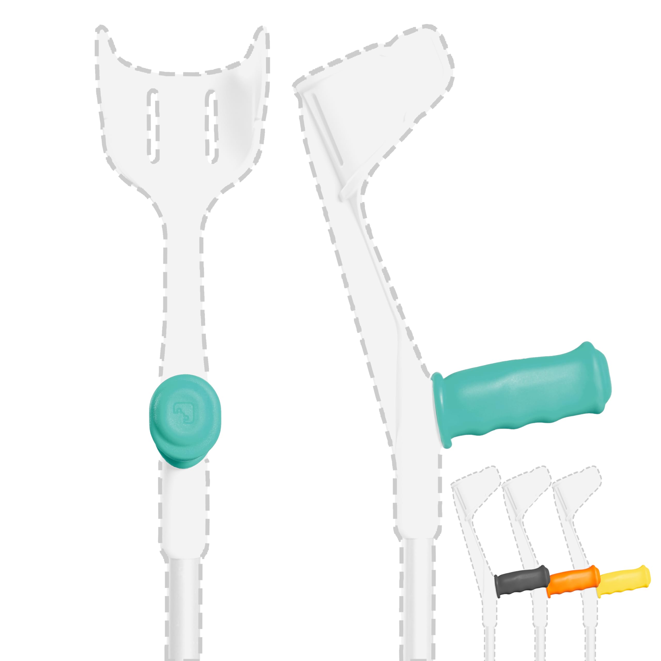 MySleeve - Crutches handle pads, Crutch Handle Covers with Gel Pads, Prevents Falling Crutches and Sore Hands, Comfy Crutch Grips with Magnet (Turquoise)