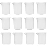 EISCO 12PK Plastic Beakers, 250ml - Polypropylene Plastic - Raised Graduations, Tapered Spout - Euro Design