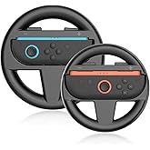 EJGAME Steering Wheels Compatible with Nintendo Switch 2(2025) JoyCons,Racing Games Accessories Compatible with Switch 2 Mario Kart World/ 8 Deluxe,Two Size for Adults & Children,2 Pack (Black)